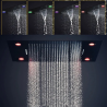 Ciel de pluie led, composition de douche noir mat City Music Bluetooth massant