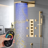 Douche pluie murale led bluetooth thermostatique or brossé, Spirale