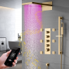 Douche pluie murale led bluetooth thermostatique or brossé, Spirale