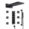 Composition de douche murale thermostatique bluetooth, noir mat, Vasil