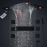 Ciel de pluie led, composition de douche noir mat City Music Bluetooth massant
