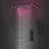 Ciel de douche pluie noir mat 500x360 mm, led, thermostatique Kinyo