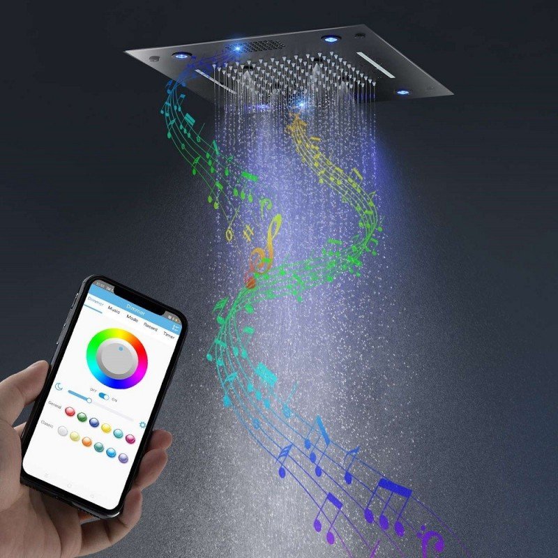 ciel de pluie noir mat, Bluetooth connecté, jouez votre musique-ciel-de-pluie.fr