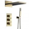 Douche pluie murale dorée 560x230 mm, thermostatique, Xirok