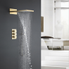 Douche pluie murale dorée 560x230 mm, thermostatique, Xirok